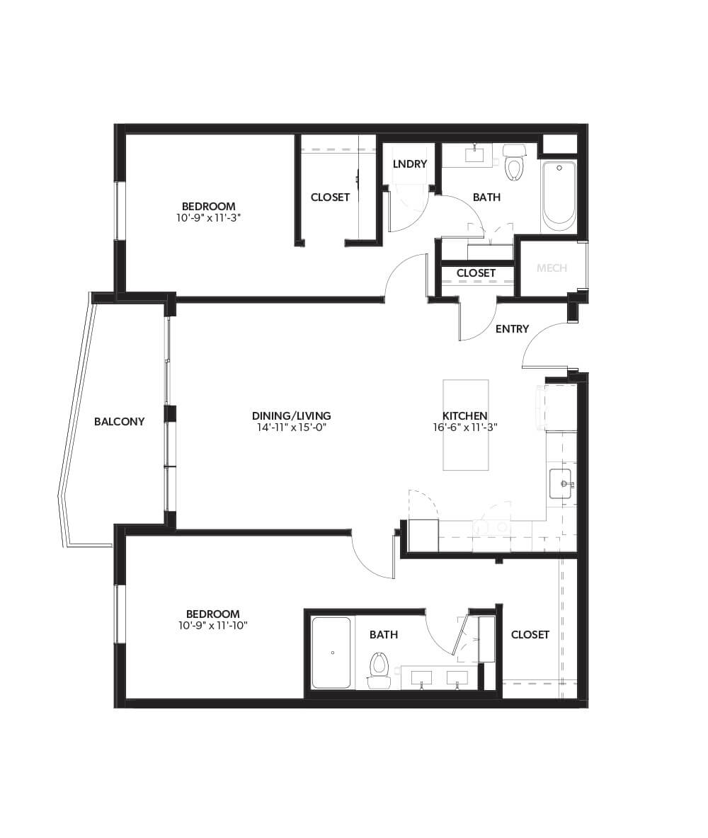 2 Bed 2 Bath