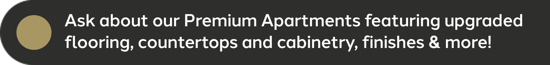 Ask about our Premium Apartments featuring upgraded
						 flooring, countertops and cabinetry, finishes & more!