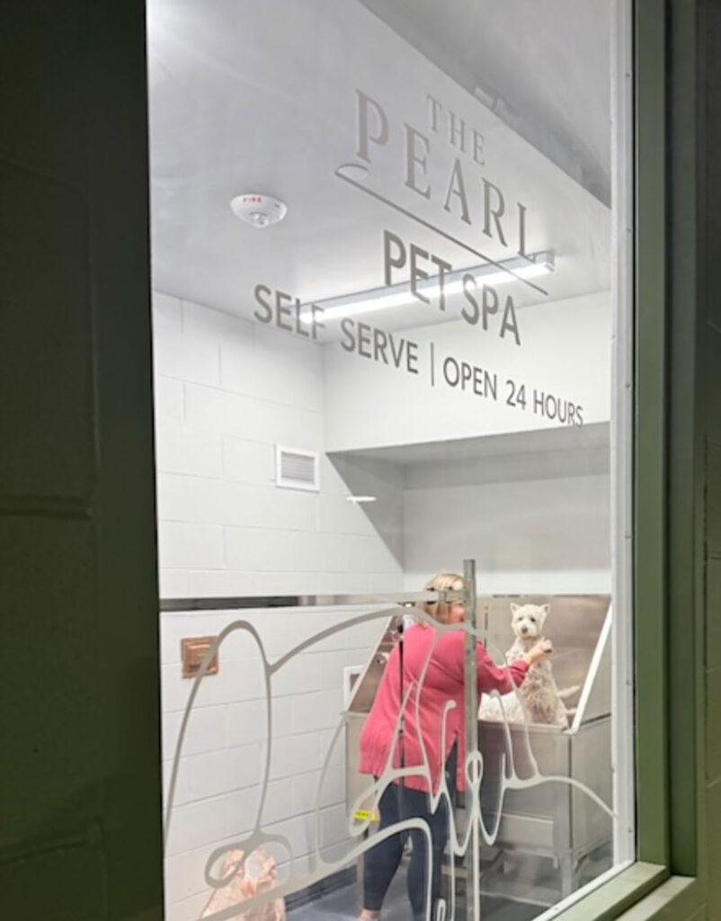 On-site pet spa at The Pearl apartment community in downtown Fort Wayne