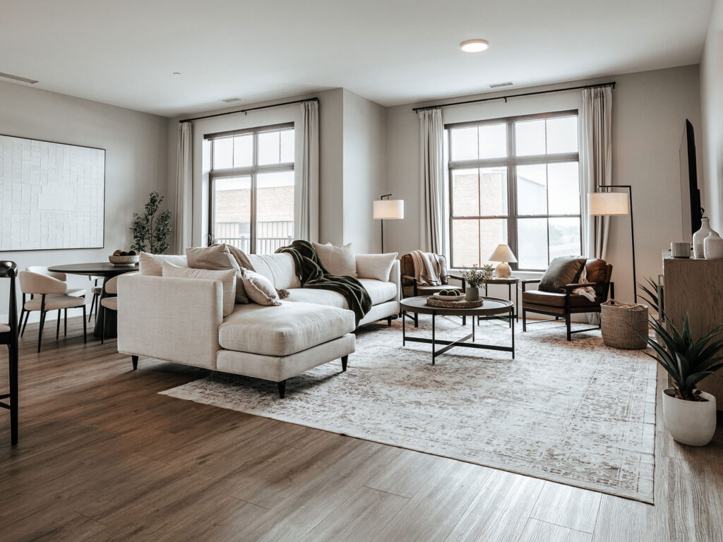 Modern studio or live-work style residence at The Pearl with flexible layout in downtown Fort Wayne