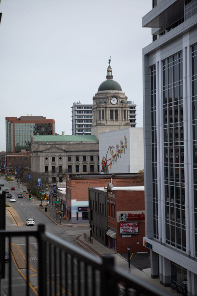 Downtown Fort Wayne skyline view from The Pearl community